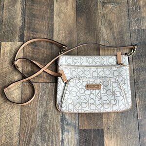 Calvin Klein | Cream and Tan Women's Crossbody Bag